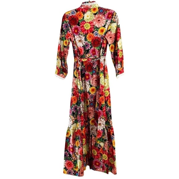 BORGO DE NOR Floral Button Down Belted Cotton Midi Dress Sz 6 - Picture 2 of 9